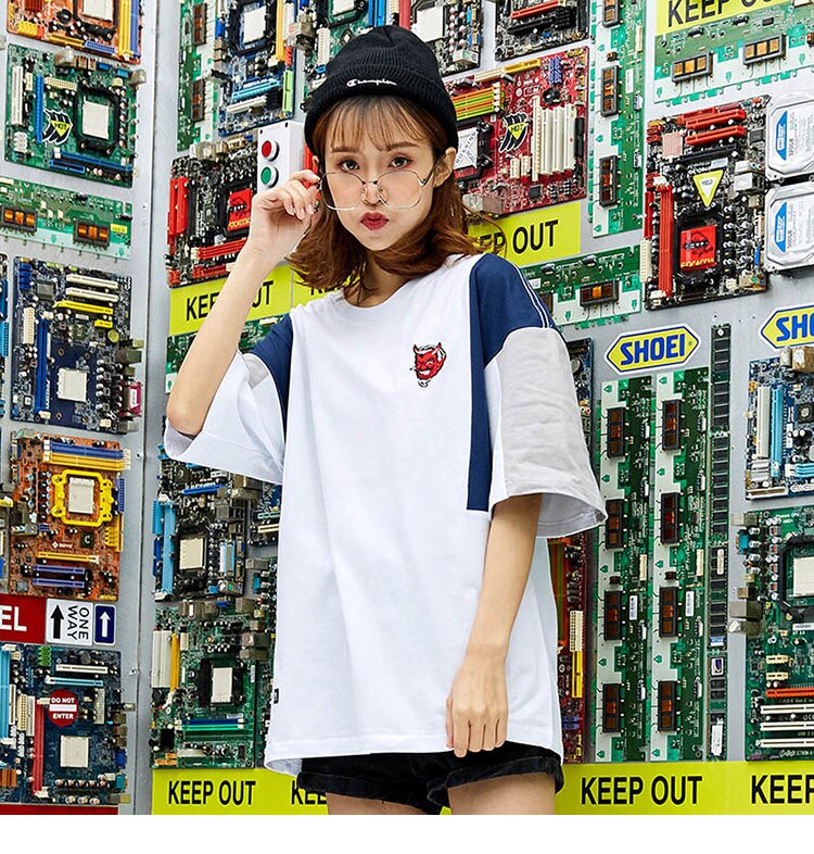 BEFEARLESS Devil Logo Color Block T-Shirt ,  - Streetwear T-Shirt - Slick Street