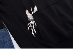 Japanese Minka Crane Bridge Patchwork Hoodie ,  - Streetwear Hoodie - Slick Street