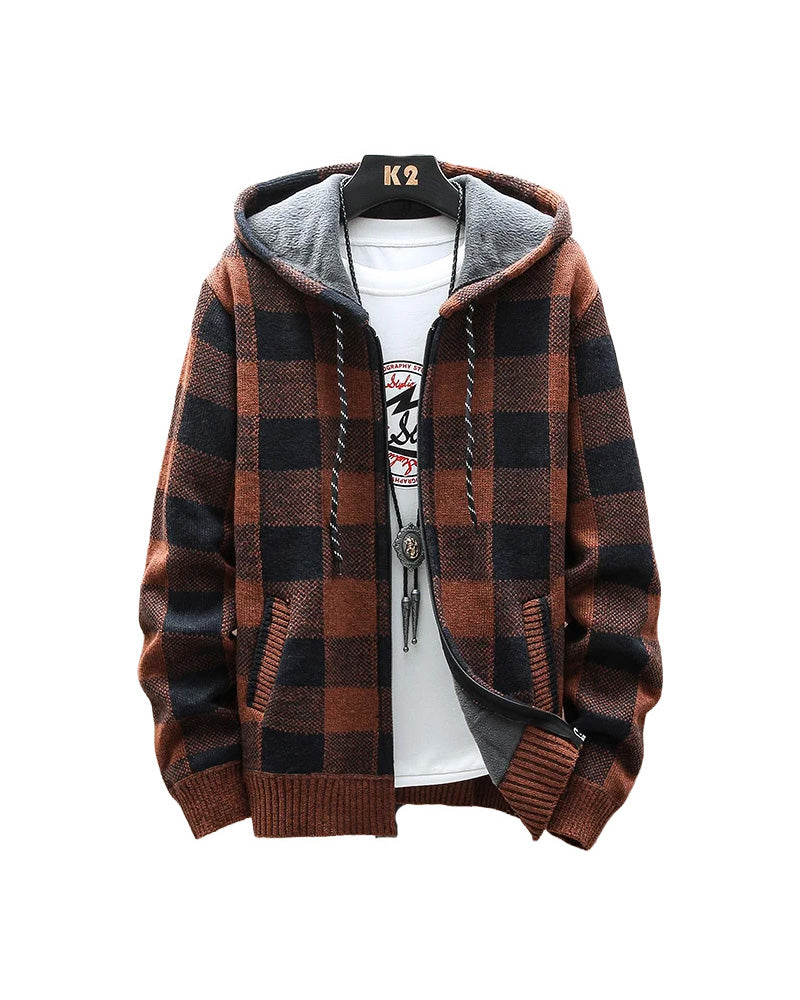 Plaid Chore Zipper Hoodie