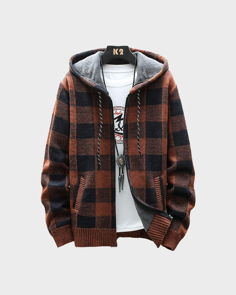 Plaid Chore Zipper Hoodie , - Streetwear Hoodie - Slick Street