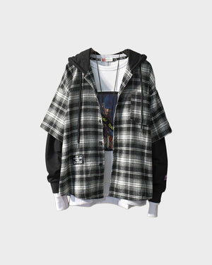 Two Shaded Plaid Check Hoodie , - Streetwear Hoodie - Slick Street