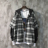 Two Shaded Plaid Check Hoodie Black, XS - Streetwear Hoodie - Slick Street
