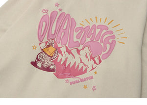 Dual Match Heart Shape Pullover Hoodie ,  - Streetwear Hoodie - Slick Street