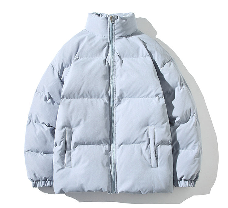 Puffer Mandarin Collar With Puff Sleeves Jacket light blue, S - Streetwear Jacket - Slick Street