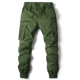 Rib Style Side Pockets Cargo Pants Olive Green, 29 - Streetwear Pants - Slick Street