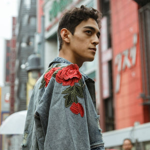 Vest With Rose Collar Denim Jackets ,  - Streetwear Jacket - Slick Street