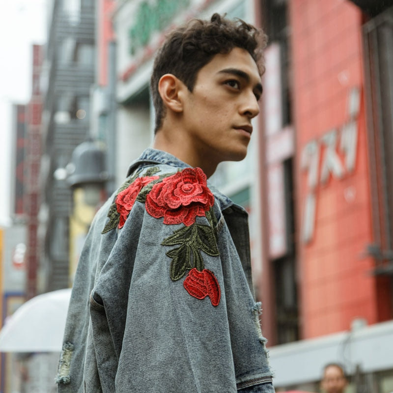 Vest With Rose Collar Denim Jackets ,  - Streetwear Jacket - Slick Street