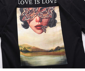 LOVE IS LOVE Butterfly Girl Graphic T-Shirt , - Streetwear T-Shirts - Slick Street
