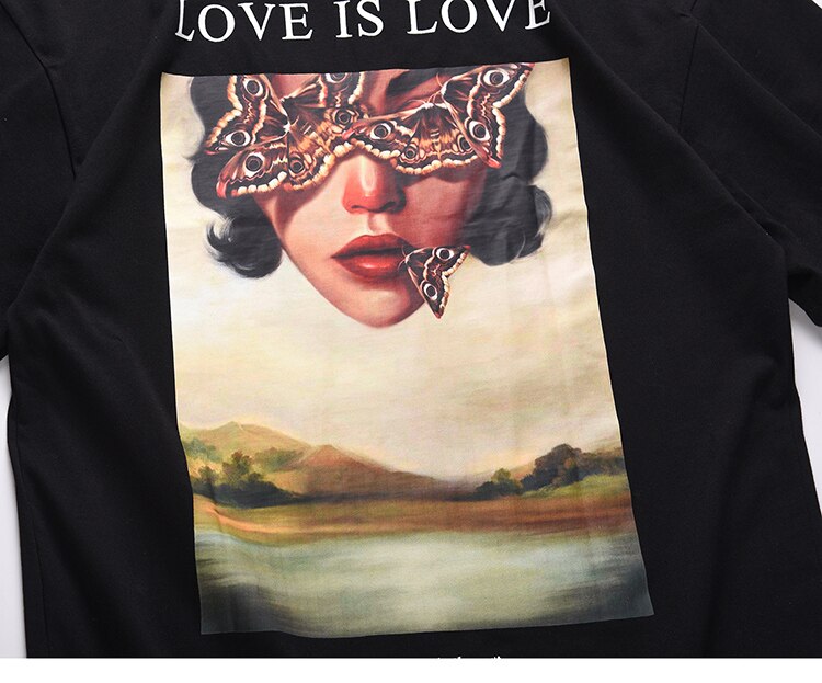 LOVE IS LOVE Butterfly Girl Graphic T-Shirt , - Streetwear T-Shirts - Slick Street