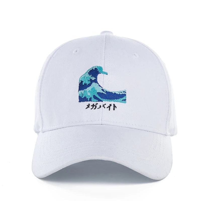Aesthetic Ocean Waves Cap White, One Size - Streetwear Cap - Slick Street