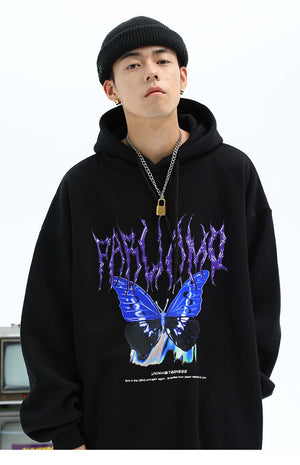 Blue Morpho Butterfly Pullover Hoodie ,  - Streetwear Hoodie - Slick Street