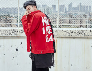 CONFIDEN Black Red Two Half Color Jacket ,  - Streetwear Jacket - Slick Street