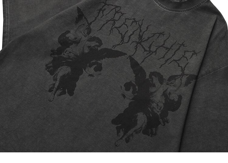 TRENCHIE Suffocation Fairy Angel Loose T-Shirt , - Streetwear T-Shirts - Slick Street