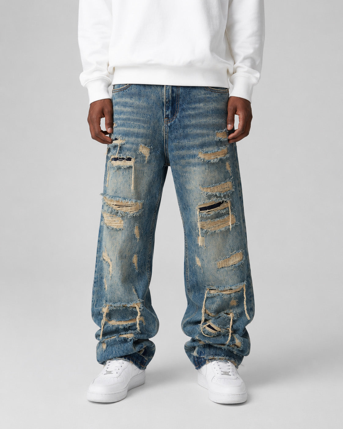 Indigo 26 Distressed Jeans , - Streetwear Jeans - Slick Street