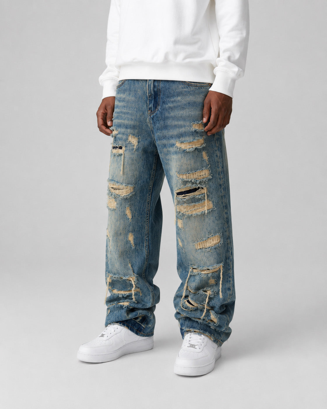 Indigo 26 Distressed Jeans , - Streetwear Jeans - Slick Street