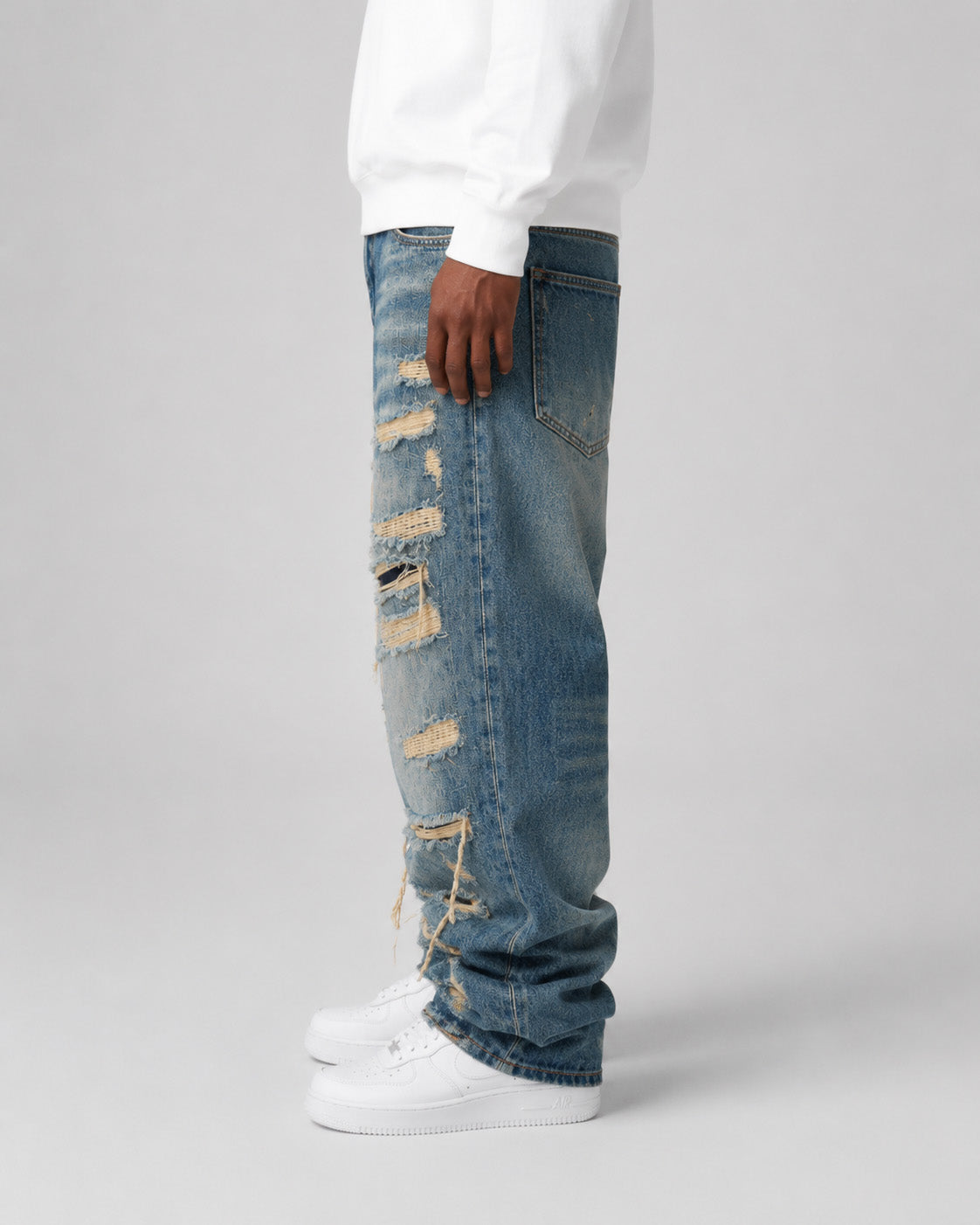 Indigo 26 Distressed Jeans , - Streetwear Jeans - Slick Street