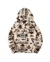 Aztec Sherpa Hoodie Apricot, XS - Streetwear Hoodie - Slick Street
