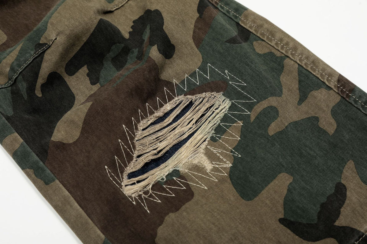 Kade Stitch Camo Cargos , - Streetwear Cargo Pants - Slick Street