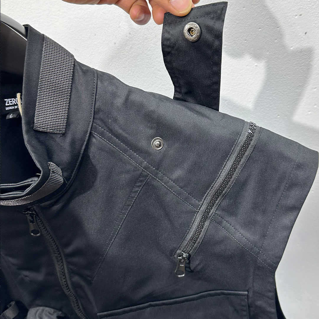 Multi Pocket Black Vest Jacket , - Streetwear - Slick Street