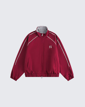Retro Varsity Plaid Stand Collar Jacket , - Streetwear Jacket - Slick Street