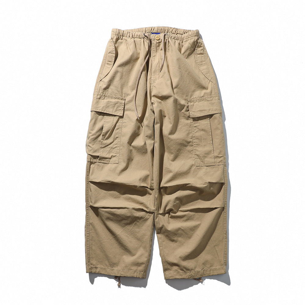 Loose Fit Cotton Baggy Cargo Pants Khaki, XS - Streetwear Cargo Pants - Slick Street