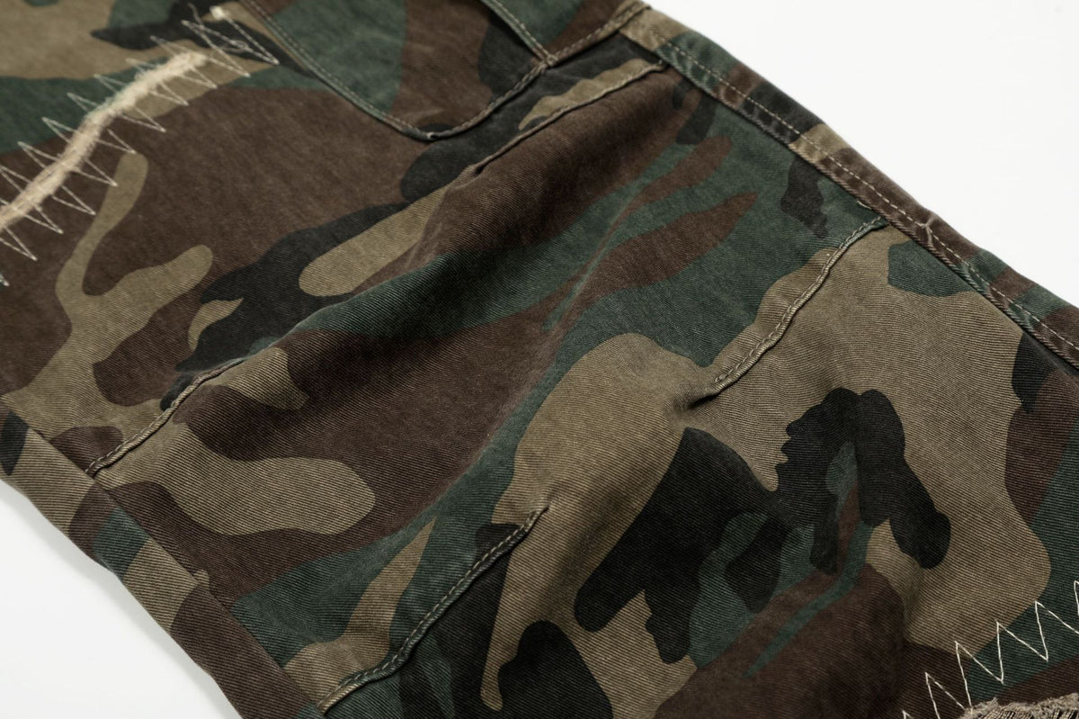 Kade Stitch Camo Cargos , - Streetwear Cargo Pants - Slick Street