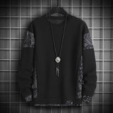 TwoTone Waffle Knit Layered Sweatshirt Black, XS - Streetwear Sweatshirts - Slick Street