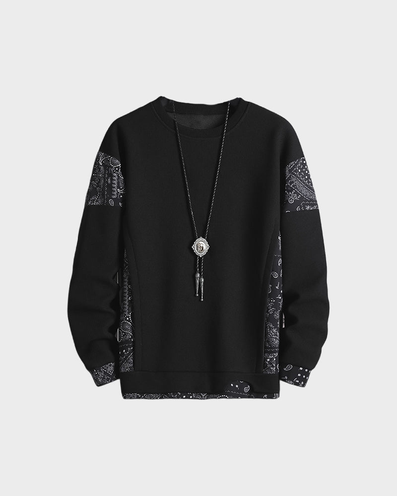 TwoTone Waffle Knit Layered Sweatshirt , - Streetwear Sweatshirts - Slick Street