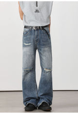 Distressed Flare Jeans Deep Blue, 28 - Streetwear Jeans - Slick Street