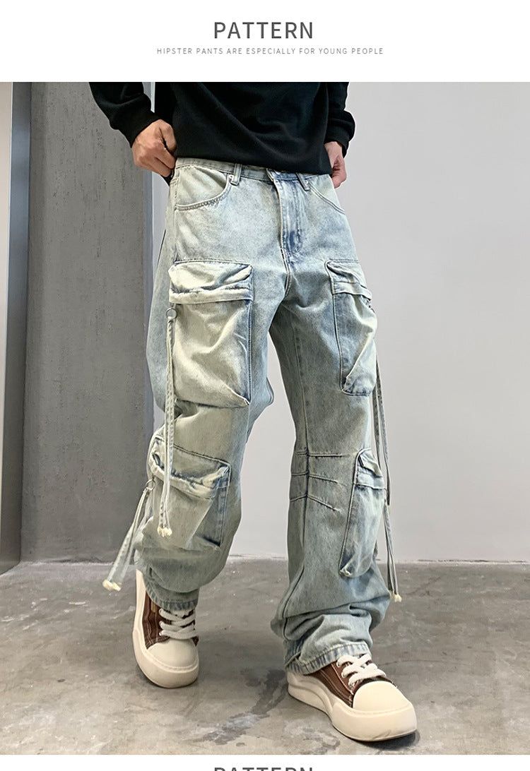 Multi Pocket Sky Blue Cargo Pants , - Streetwear Cargo Pants - Slick Street