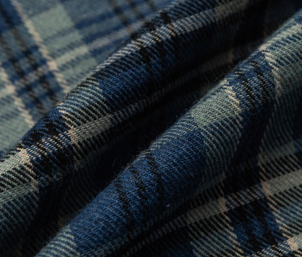Plaid Reversible Zip Hoodie - Grey Blue , - Streetwear Hoodie - Slick Street