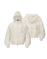 Webcore Open-Knit Zip Hoodie Beige, XS - Streetwear Hoodie - Slick Street