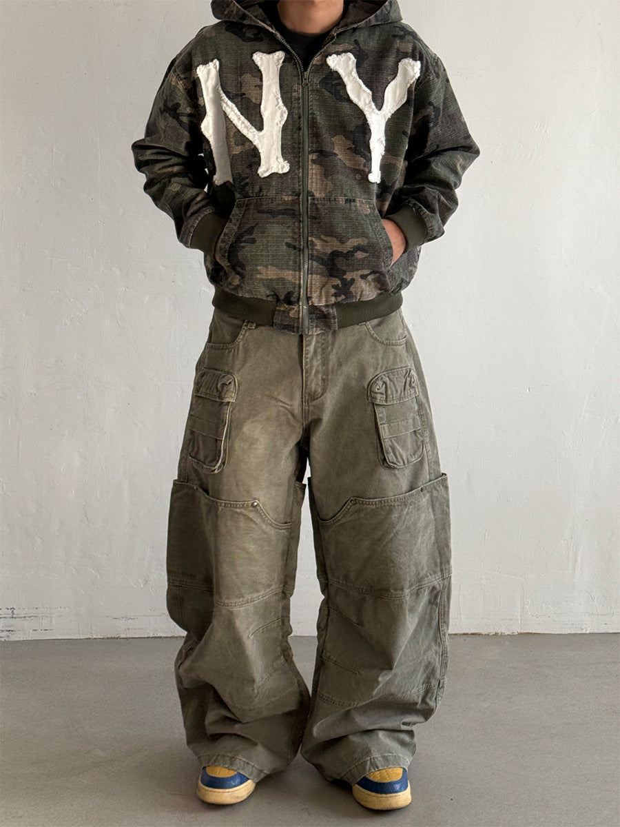 NY Washed Camo Zip Hoodie
