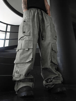 Baggy Lightweight Khaki Cargo Pants , - Streetwear - Slick Street