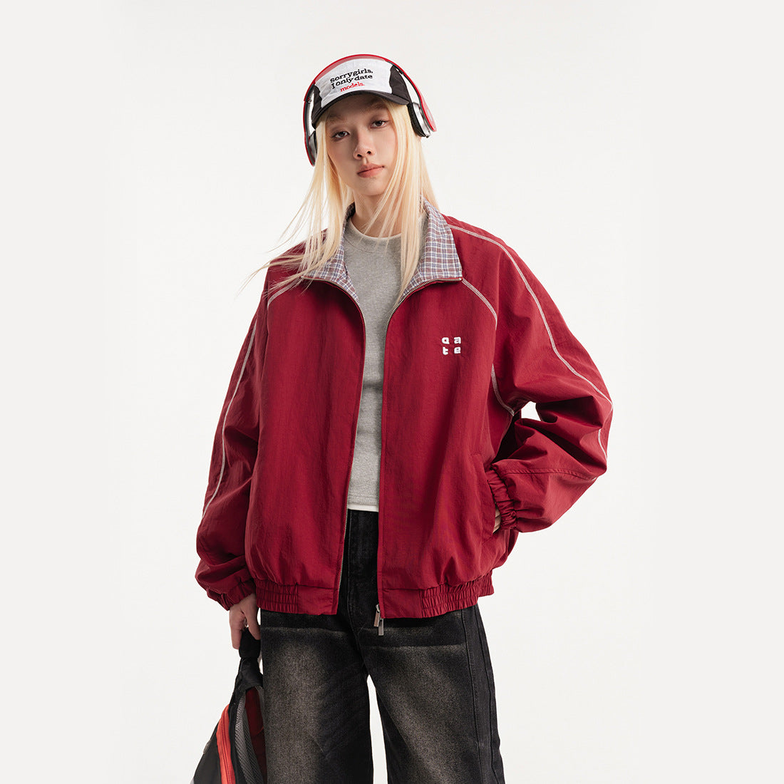Retro Varsity Plaid Stand Collar Jacket , - Streetwear Jacket - Slick Street