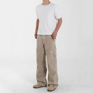 Retro Washed Relaxed Khaki Jeans , - Streetwear Jeans - Slick Street