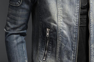 SK1 Denim Biker Jacket , - Streetwear Jackets - Slick Street