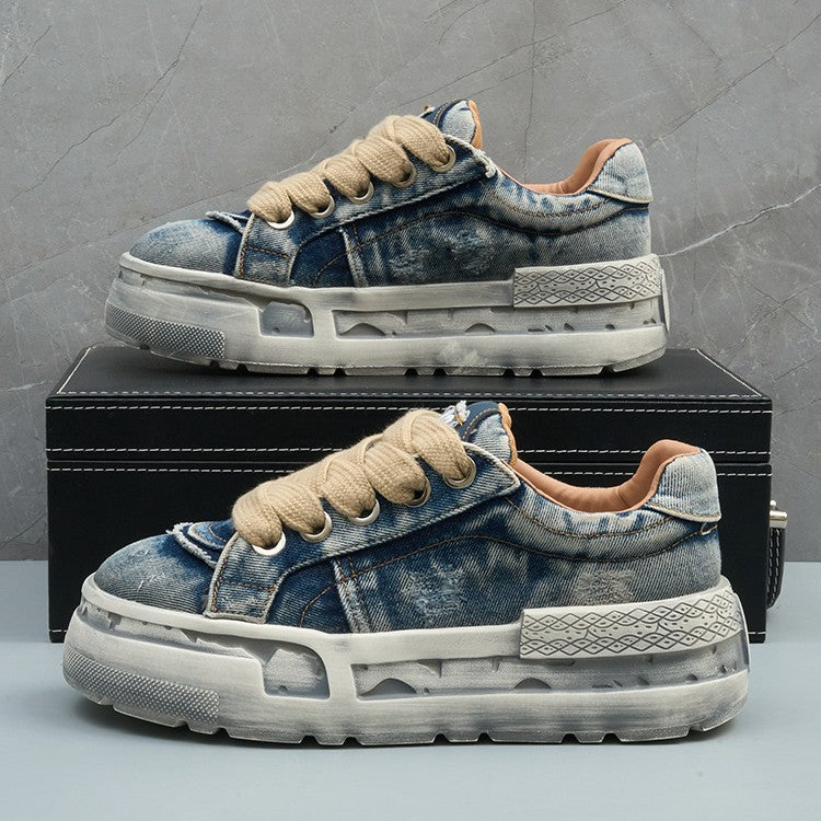 Washed Denim Low , - Streetwear Shoes - Slick Street