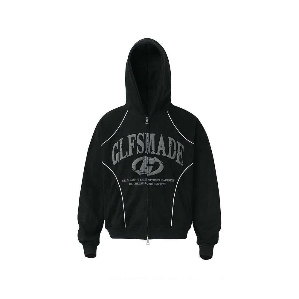 Retro Suede Zip Hoodie , - Streetwear Hoodie - Slick Street