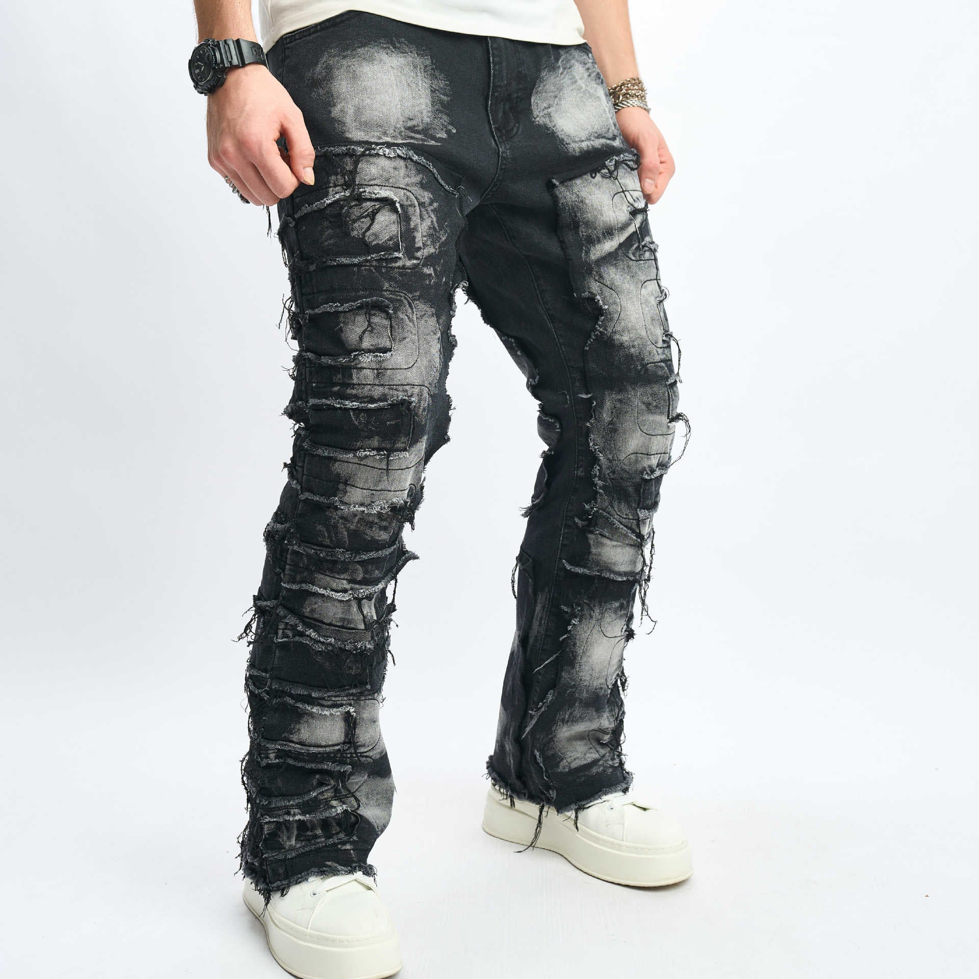 Vintage Washed Black Denim Jeans , - Streetwear Jeans - Slick Street