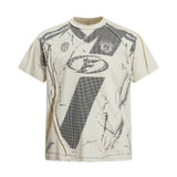 Mosaic Loose Sports Jersey Beige, XS - Streetwear T-Shirts - Slick Street