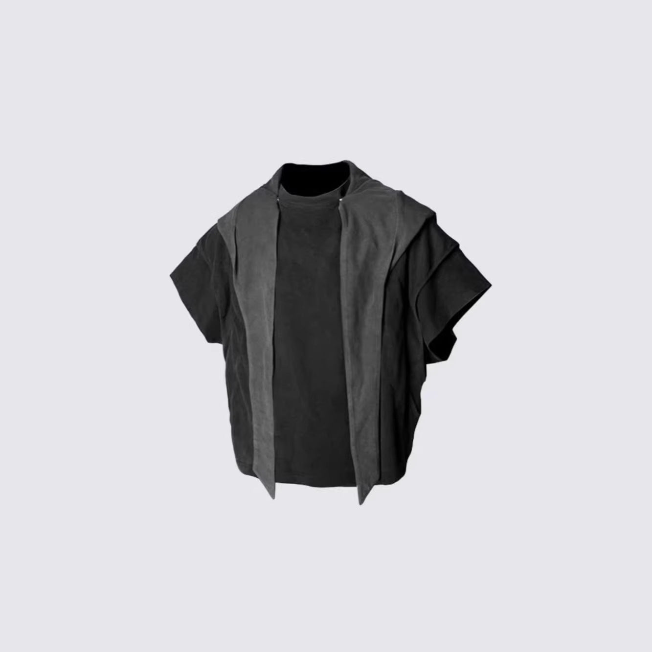 Two Piece Distressed Hooded T-Shirt , - Streetwear T-Shirt - Slick Street
