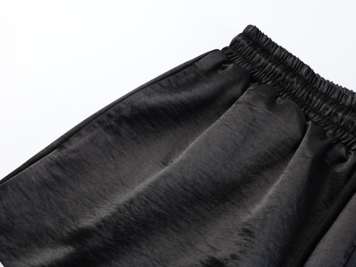 Vlex Offcial American High Street Style Color-Blocking Letter Print Glossy Sweatpants Loose Drape Wide-Leg Pants