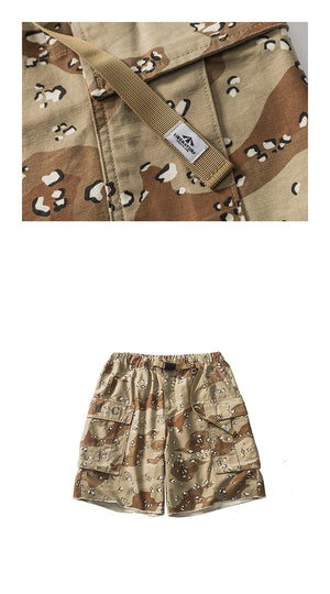 Red Solitude Outdoor Camo Drawstring Cargo Shorts , - Streetwear Shorts - Slick Street
