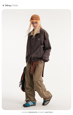 Retro Varsity Plaid Stand Collar Jacket , - Streetwear Jacket - Slick Street