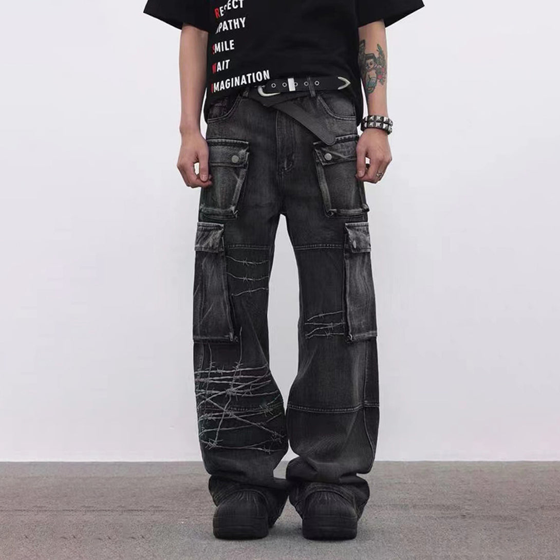 Recked Baggy Wide Leg Denim Jeans , - Streetwear - Slick Street