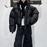 Loam Zip Puffer Jacket Black, S - Streetwear Jacket - Slick Street