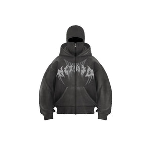Corrupted Ski Mask Hooded Zip Hoodie , - Streetwear Hoodie - Slick Street
