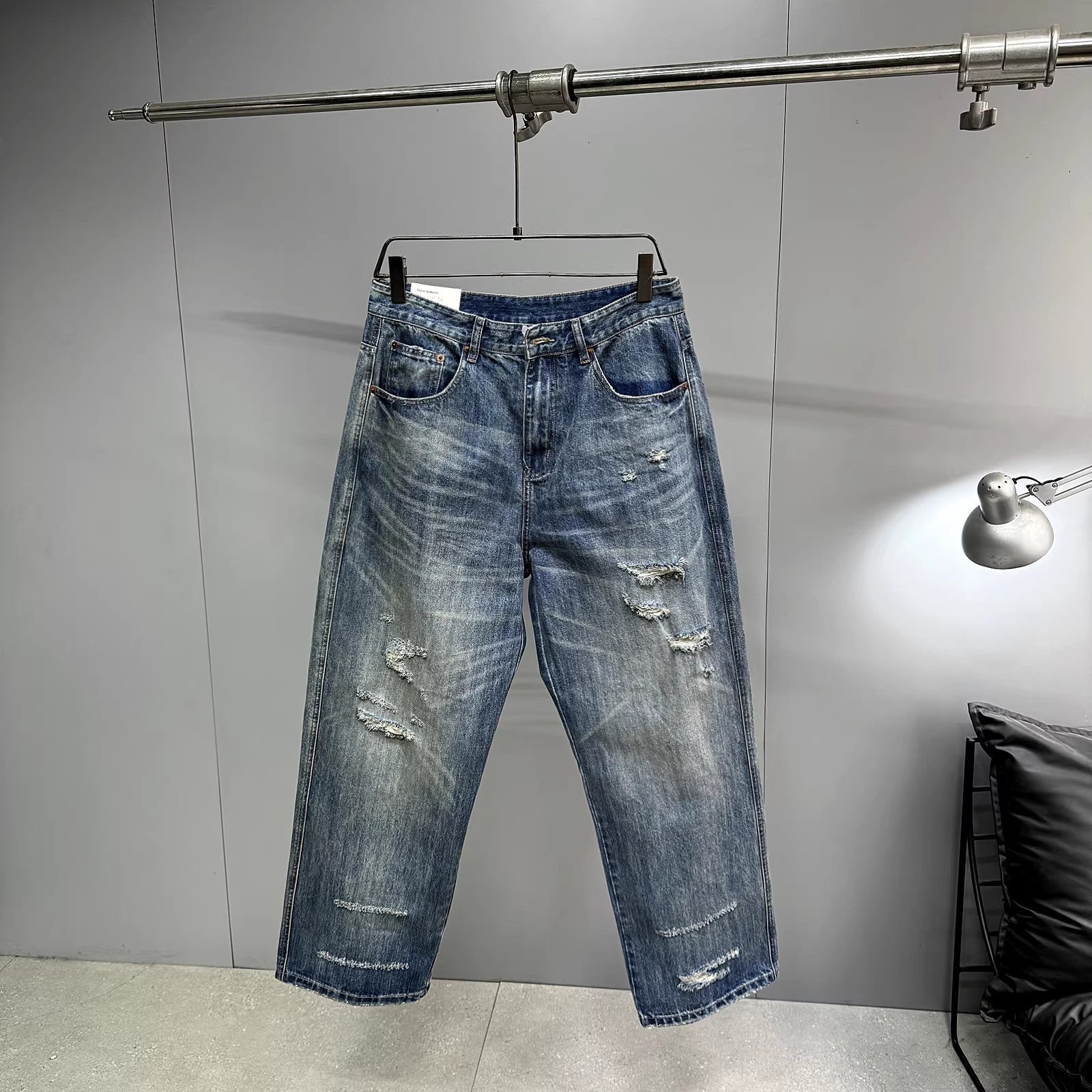 Drift Distressed Jeans - Vintage Blue , - Streetwear Jeans - Slick Street