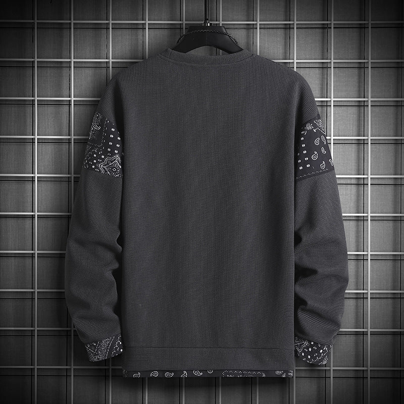 TwoTone Waffle Knit Layered Sweatshirt , - Streetwear Sweatshirts - Slick Street